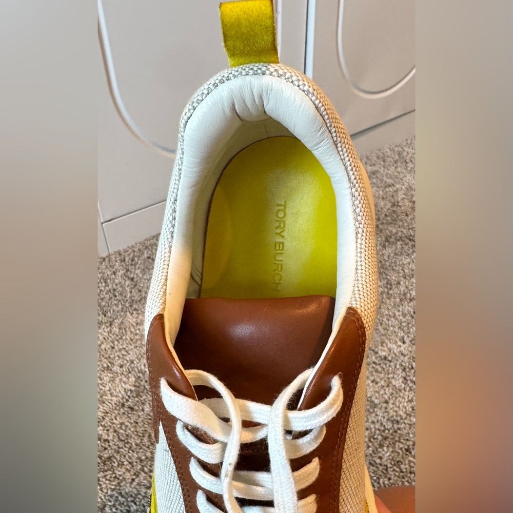 Tory Burch Good Luck Cream and Brown Sneakers with Chunky Silhouette - Picture 9 of 15